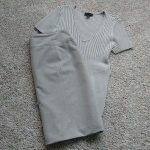 Gray skirt set top low cut skirt tight size 12 business casual